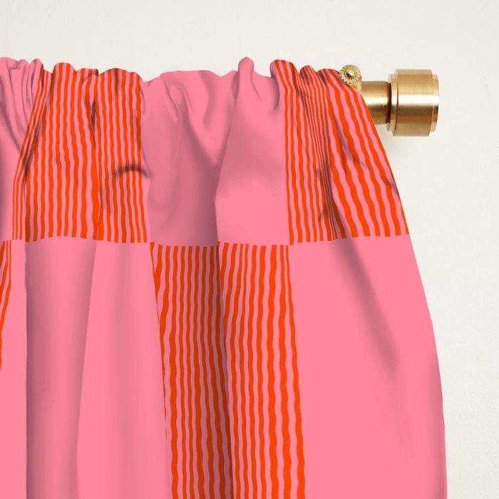 Textured Plaid pattern red and pink Window Curtain Gallery Image 2