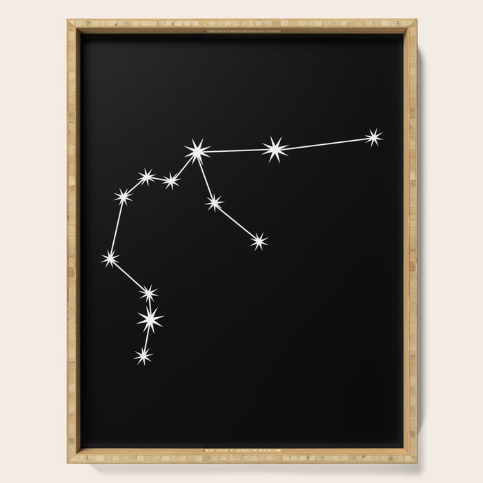 Aquarius Zodiac Star Constellation Line Art Black Serving Tray Gallery Image 1