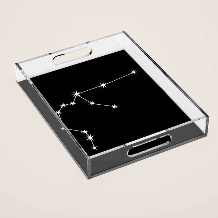 Aquarius Zodiac Star Constellation Line Art Black Acrylic Tray Gallery Image 1