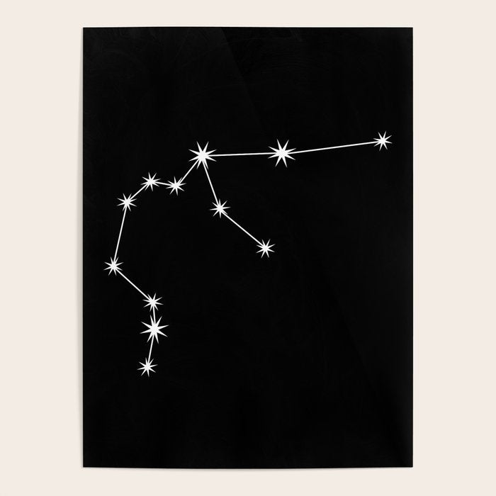 Aquarius Zodiac Star Constellation Line Art Black Poster Gallery Image 4