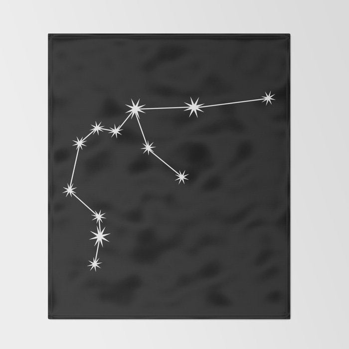 Aquarius Zodiac Star Constellation Line Art Black Throw Blanket Gallery Image 2