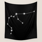 Aquarius Zodiac Star Constellation Line Art Black Wall Tapestry Gallery Image 4