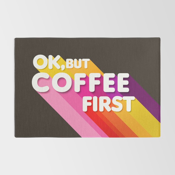 OK, but coffee first - retro typography Rug Gallery Image 2