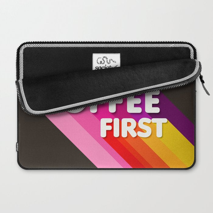 OK, but coffee first - retro typography Laptop Sleeve Gallery Image 2