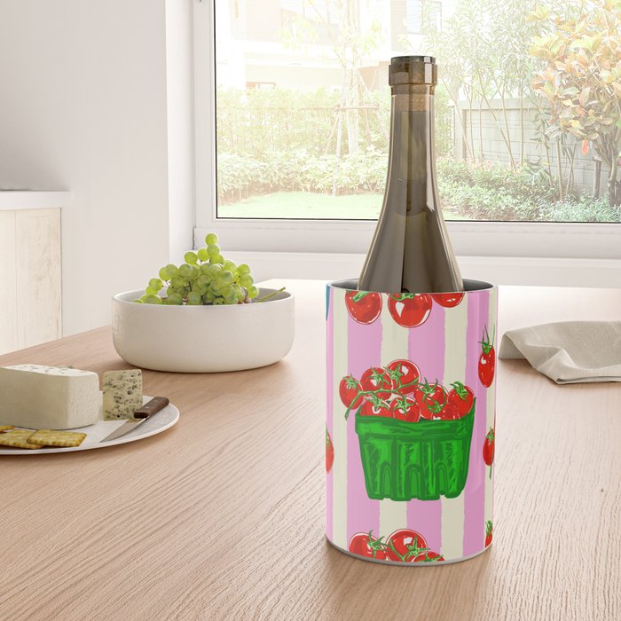 Cherry Tomatoes Euro Summer Aesthetic Stripes Illustration Wine Chiller Gallery Image 4