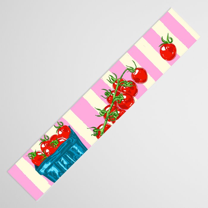 Cherry Tomatoes Euro Summer Aesthetic Stripes Illustration Table Runner Gallery Image 3