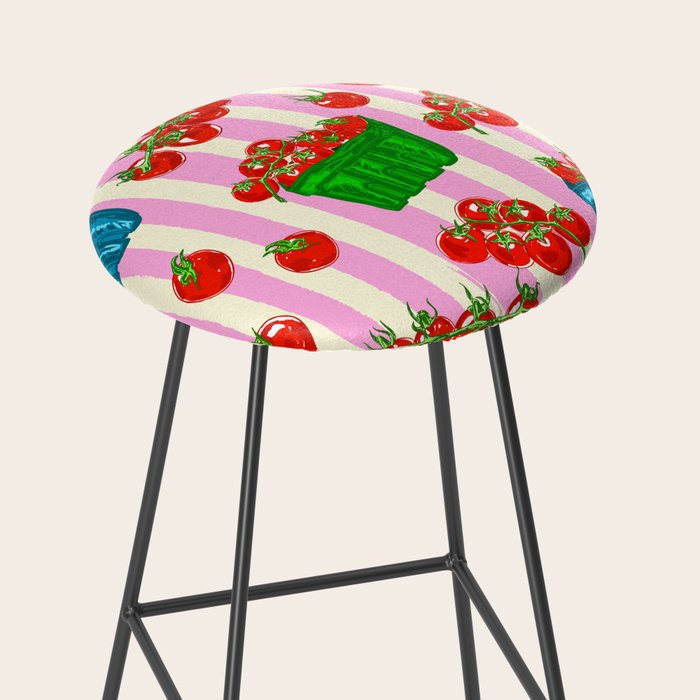 Cherry Tomatoes Euro Summer Aesthetic Stripes Illustration Stool Gallery Image 2