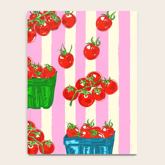 Cherry Tomatoes Euro Summer Aesthetic Stripes Illustration Notebook Gallery Image 4