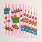 Cherry Tomatoes Euro Summer Aesthetic Stripes Illustration Wrapping Paper Gallery Image 3