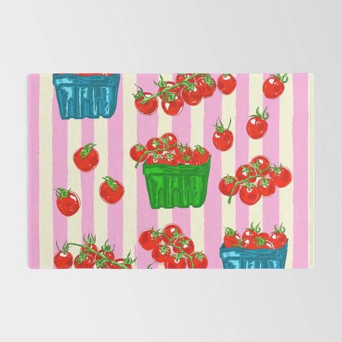 Cherry Tomatoes Euro Summer Aesthetic Stripes Illustration Rug Gallery Image 2
