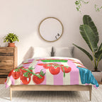 Cherry Tomatoes Euro Summer Aesthetic Stripes Illustration Comforter Gallery Image 3