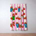 Cherry Tomatoes Euro Summer Aesthetic Stripes Illustration Window Curtain Gallery Image 3