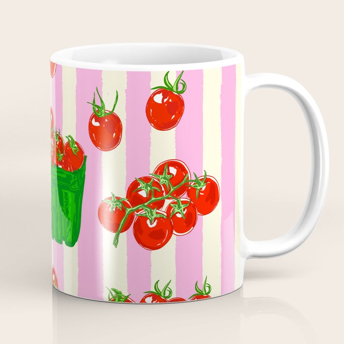 Cherry Tomatoes Euro Summer Aesthetic Stripes Illustration Coffee Mug Gallery Image 1