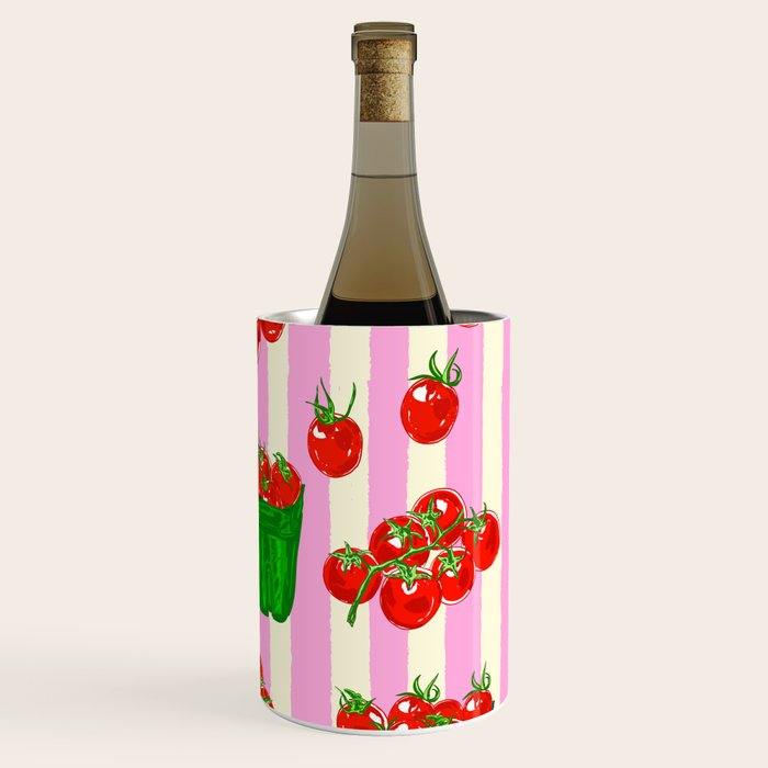Cherry Tomatoes Euro Summer Aesthetic Stripes Illustration Wine Chiller Gallery Image 3