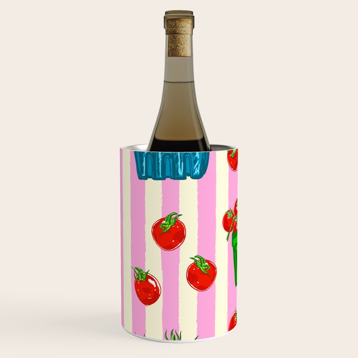 Cherry Tomatoes Euro Summer Aesthetic Stripes Illustration Wine Chiller Gallery Image 2