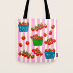 Cherry Tomatoes Euro Summer Aesthetic Stripes Illustration Tote Bag Gallery Image 1