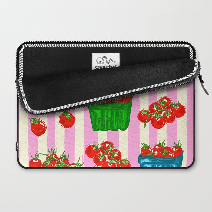 Cherry Tomatoes Euro Summer Aesthetic Stripes Illustration Laptop Sleeve Gallery Image 2