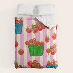 Cherry Tomatoes Euro Summer Aesthetic Stripes Illustration Comforter Gallery Image 6