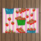 Cherry Tomatoes Euro Summer Aesthetic Stripes Illustration Outdoor Rug Gallery Image 1