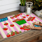Cherry Tomatoes Euro Summer Aesthetic Stripes Illustration Outdoor Rug Gallery Image 2