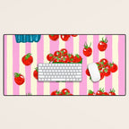 Cherry Tomatoes Euro Summer Aesthetic Stripes Illustration Desk Mat Gallery Image 1