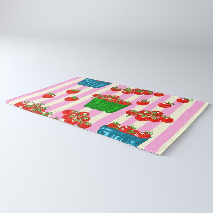 Cherry Tomatoes Euro Summer Aesthetic Stripes Illustration Rug Gallery Image 3