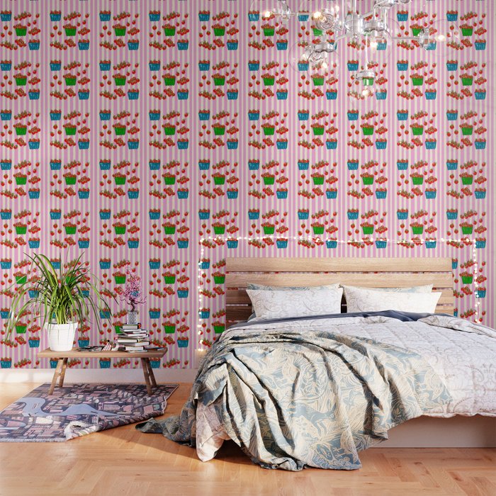 Cherry Tomatoes Euro Summer Aesthetic Stripes Illustration Wallpaper Gallery Image 3