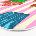 Cherry Tomatoes Euro Summer Aesthetic Stripes Illustration Bath Mat Gallery Image 3
