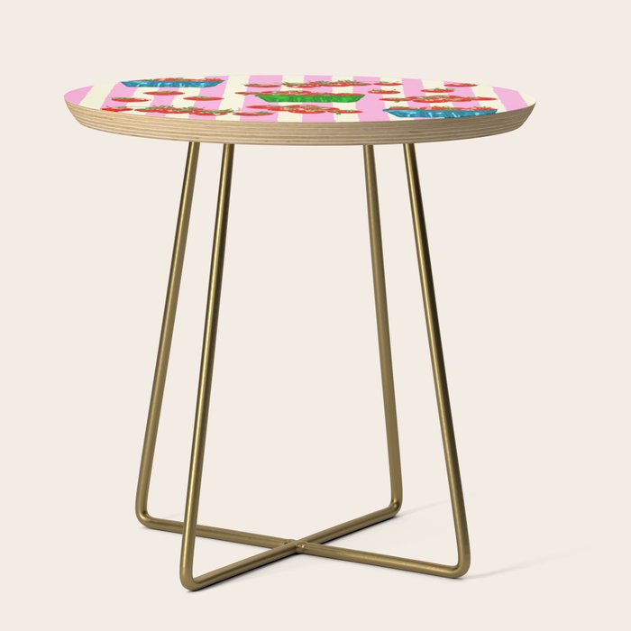 Cherry Tomatoes Euro Summer Aesthetic Stripes Illustration Side Table Gallery Image 1
