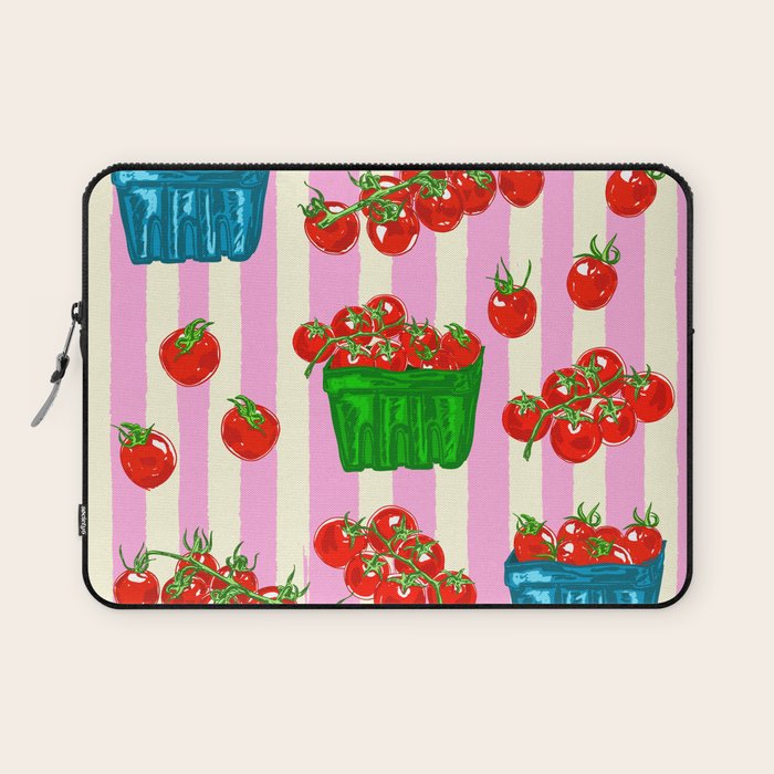 Cherry Tomatoes Euro Summer Aesthetic Stripes Illustration Laptop Sleeve Gallery Image 1