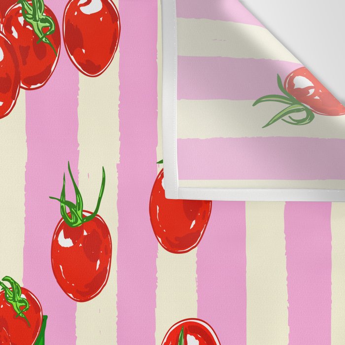 Cherry Tomatoes Euro Summer Aesthetic Stripes Illustration Wall Tapestry Gallery Image 3