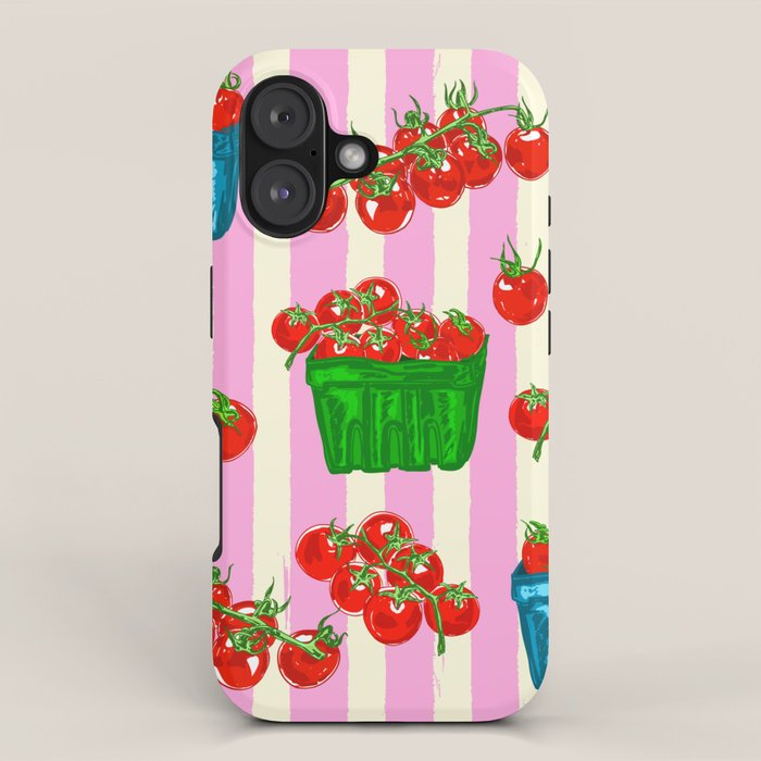 Cherry Tomatoes Euro Summer Aesthetic Stripes Illustration iPhone Case Gallery Image 1