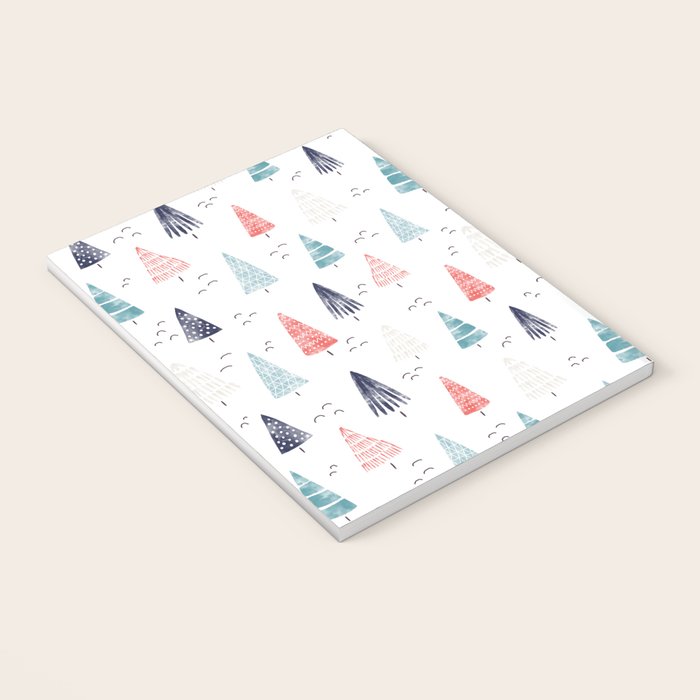 Watercolor Christmas Trees Blue Red Notebook Gallery Image 3