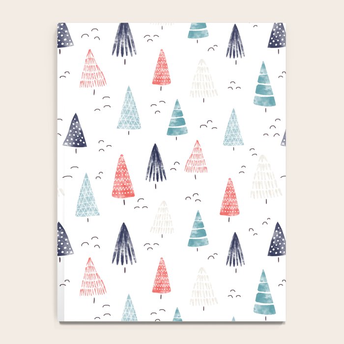 Watercolor Christmas Trees Blue Red Notebook Gallery Image 4