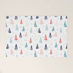 Watercolor Christmas Trees Blue Red Welcome Mat Gallery Image 1