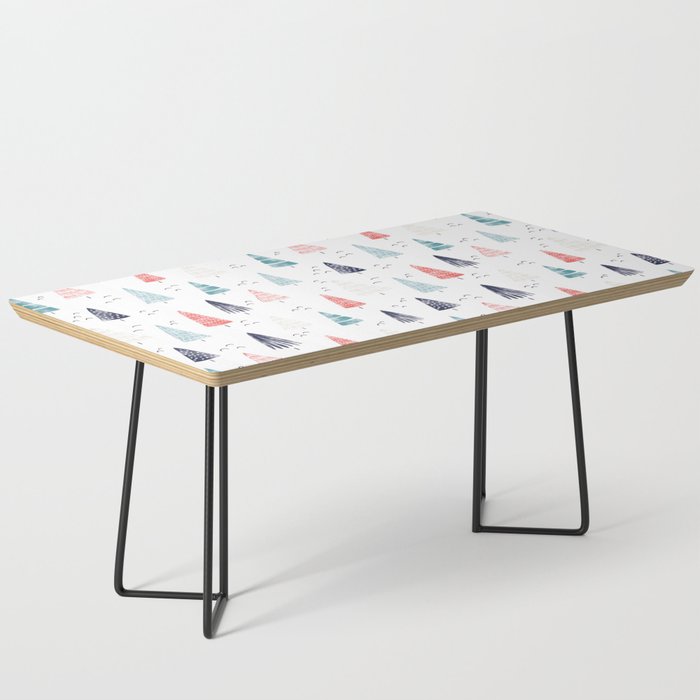Watercolor Christmas Trees Blue Red Coffee Table Gallery Image 1
