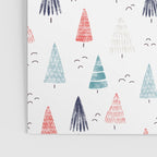 Watercolor Christmas Trees Blue Red Poster Gallery Image 3