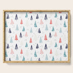 Watercolor Christmas Trees Blue Red Serving Tray Gallery Image 1