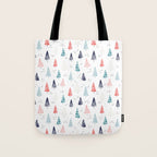 Watercolor Christmas Trees Blue Red Tote Bag Gallery Image 1