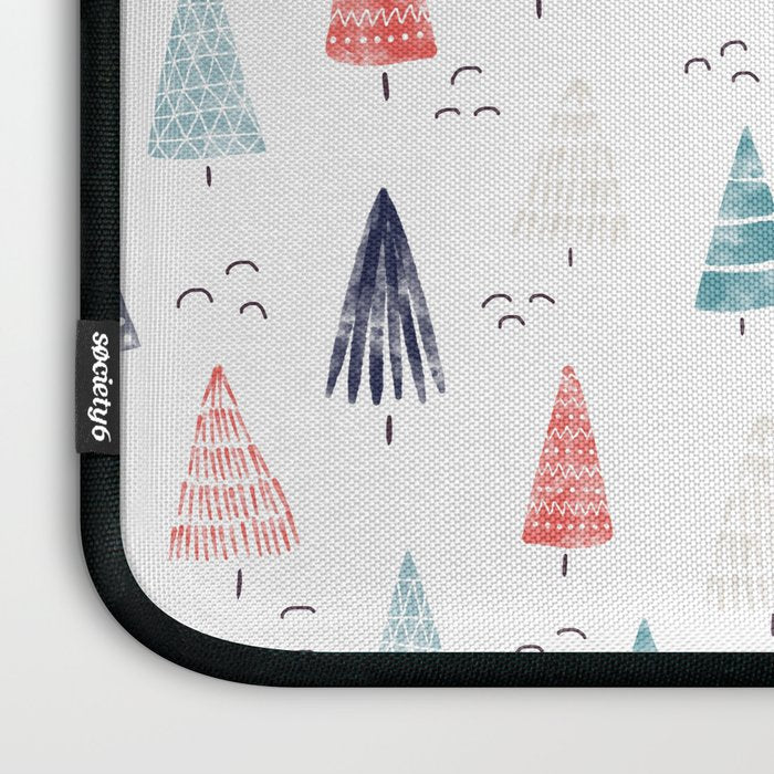 Watercolor Christmas Trees Blue Red Laptop Sleeve Gallery Image 3