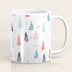 Watercolor Christmas Trees Blue Red Coffee Mug Gallery Image 1