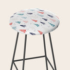 Watercolor Christmas Trees Blue Red Stool Gallery Image 2