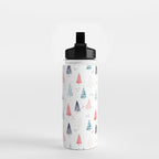 Watercolor Christmas Trees Blue Red Water Bottle Gallery Image 2