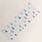 Watercolor Christmas Trees Blue Red Yoga Mat Gallery Image 1