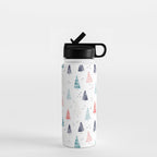 Watercolor Christmas Trees Blue Red Water Bottle Gallery Image 1