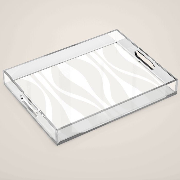 Mid Century Modern Abstract Lounge Pattern in White Acrylic Tray Gallery Image 1