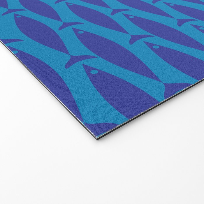 Bold Coastal Fish Mid Century Modern Minimalist Pattern in Double Blue Welcome Mat Gallery Image 2