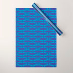 Bold Coastal Fish Mid Century Modern Minimalist Pattern in Double Blue Wrapping Paper Gallery Image 1