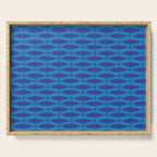 Bold Coastal Fish Mid Century Modern Minimalist Pattern in Double Blue Serving Tray Gallery Image 1