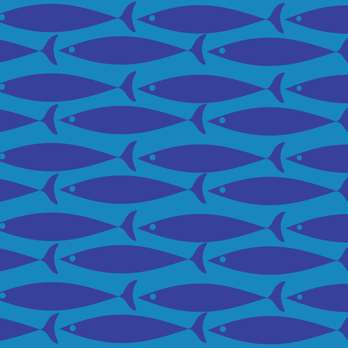 Bold Coastal Fish Mid Century Modern Minimalist Pattern in Double Blue Coffee Mug Gallery Image 2